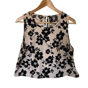 LEPUNUO Womens Floral Print Sleeveless Crop Top Blouse L fairycore